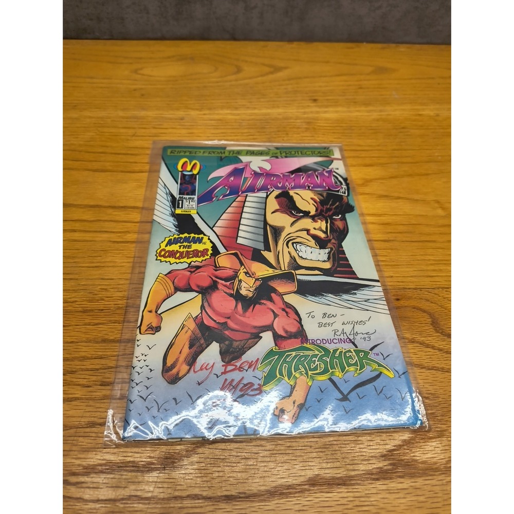 Airman #1 1993 malibu Comic‎ Book b&b Signed